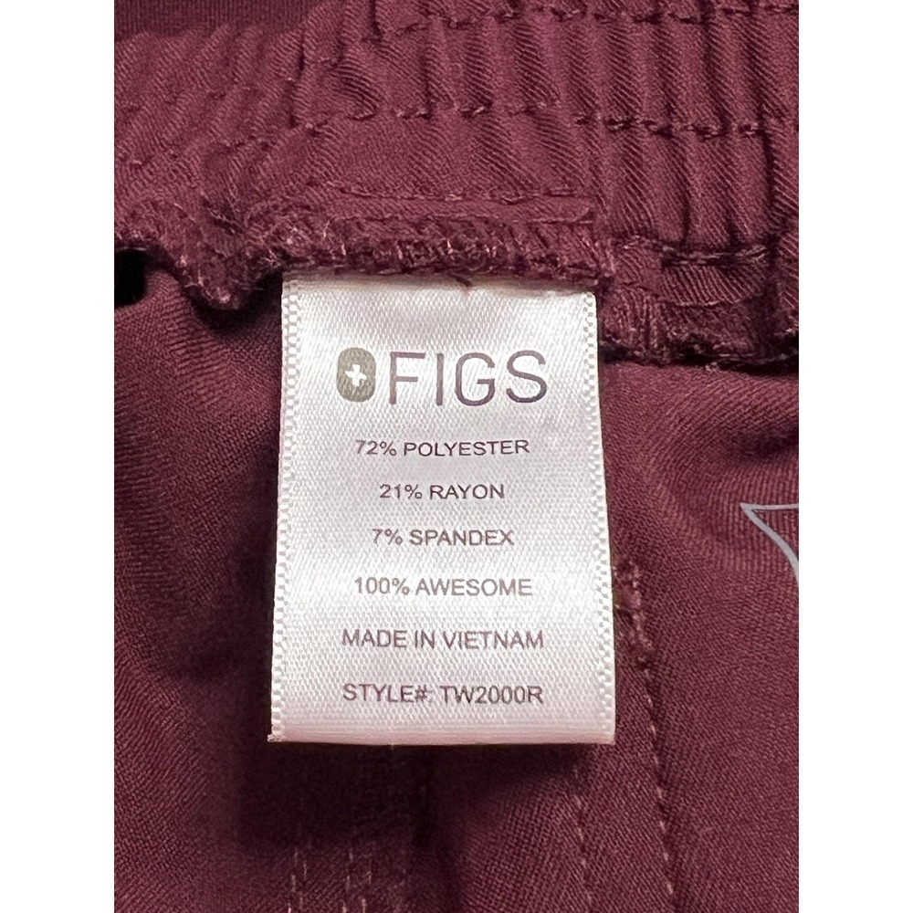FIGS Technical Scrub Pants Womens Small Maroon Cargo Pockets Straight Leg - Picture 6 of 7